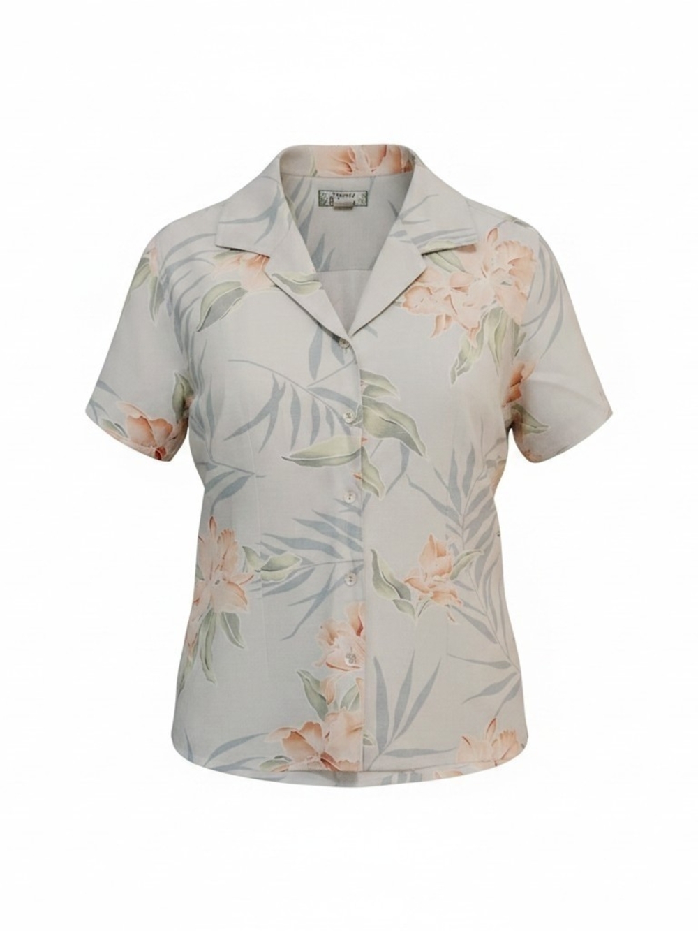Tommy Bahama Peach Floral Camp-Collar Button Down